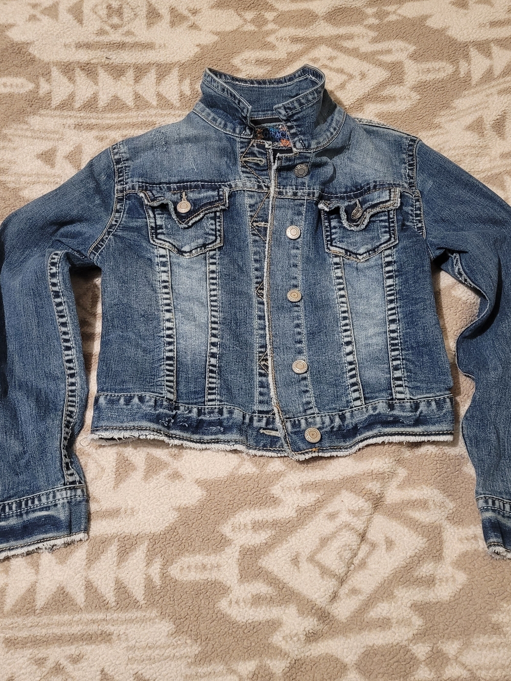 Grace in LA Girls Blue Denim Cropped Jean Jacket
